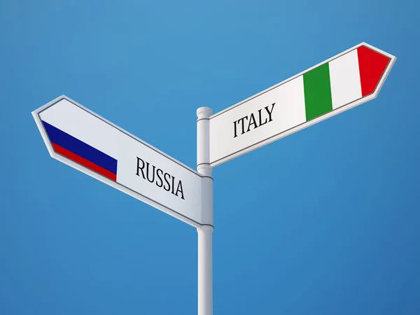 Russland italien unterzeichnen flaggen konzept — Stockfoto