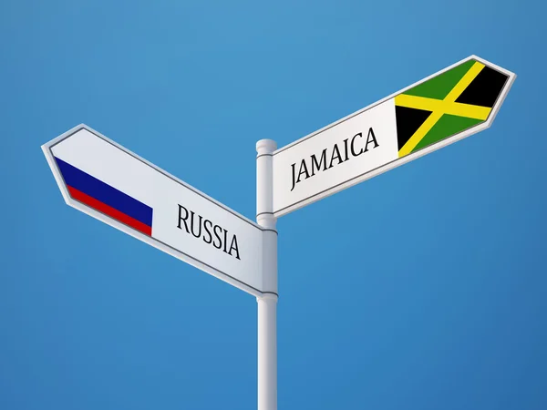 Ryssland Jamaica tecken flaggor koncept — Stockfoto