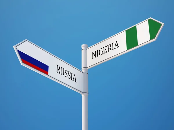 Rusia Nigeria Firma el concepto de banderas —  Fotos de Stock