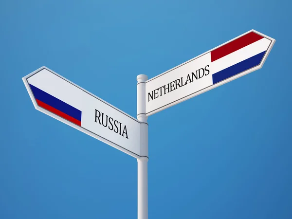 Russia Netherlands  Sign Flags Concept — Stock Photo, Image