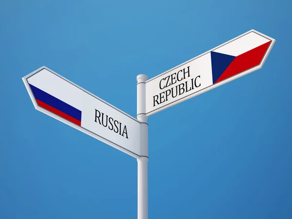 Rusia República Checa Sign Flags Concept —  Fotos de Stock