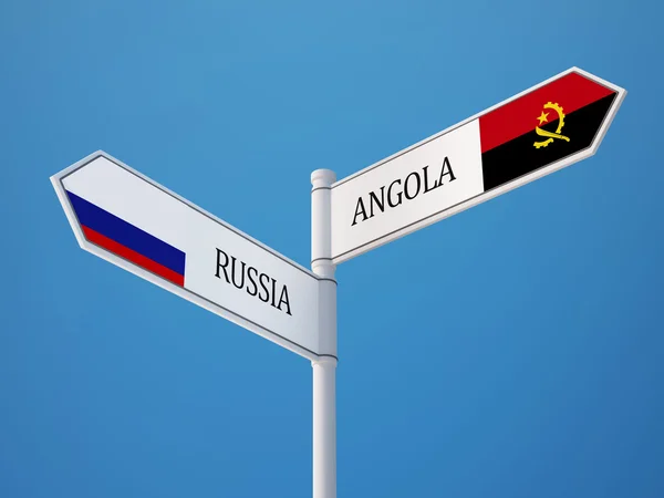 Russia Angola  Sign Flags Concept — Stock Photo, Image