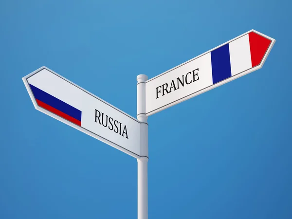 Koncept příznaky znamení Francie Rusko — Stock fotografie
