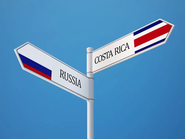 Russland costa rica unterzeichnen flaggen konzept — Stockfoto