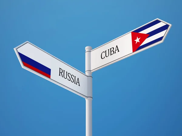 Russia Cuba  Sign Flags Concept — Stock Photo, Image
