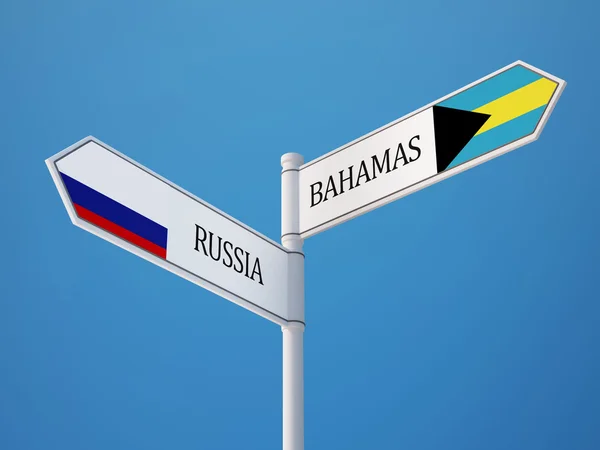 Russland bahamas unterzeichnen flaggen konzept — Stockfoto