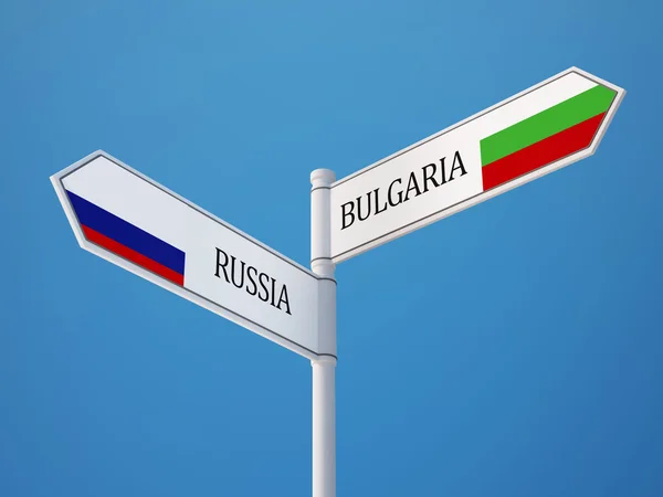 Rússia Bulgária sinalização bandeiras conceito — Fotografia de Stock