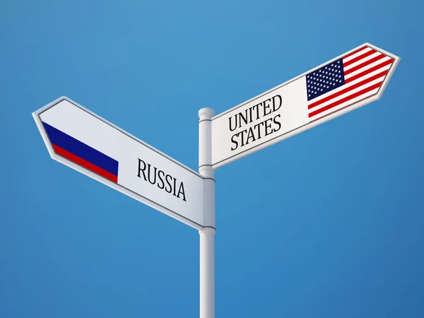 Rusia Estados Unidos Firma el concepto de banderas — Foto de Stock