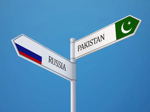 Russia Pakistan  Sign Flags Concept — Stock Photo, Image