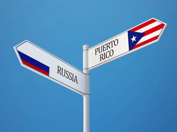 Russland puerto rico unterzeichnen flaggen konzept — Stockfoto