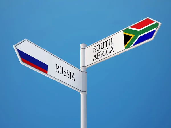 Dél-Afrika és Oroszország bejelentkezési jelzők koncepció — Stock Fotó