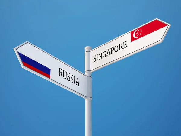 Singapore Ryssland undertecknar flaggor koncept — Stockfoto