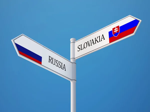 Eslovaquia Rusia Sign Flags Concept —  Fotos de Stock