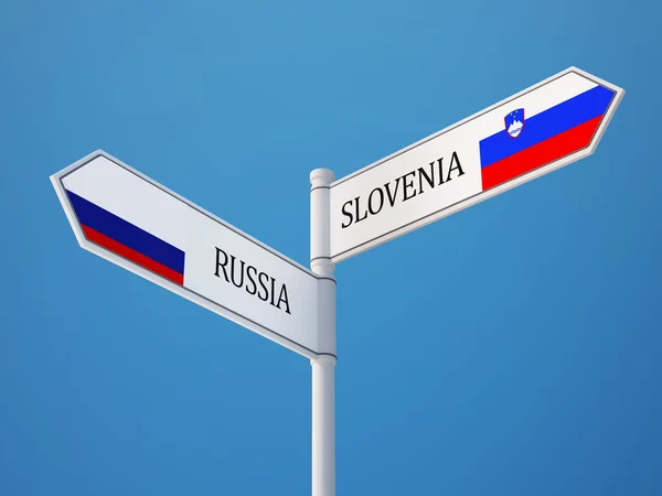 Slovenia Russia Firmare Bandiere Concetto — Foto Stock