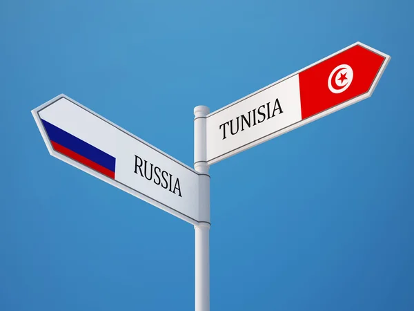 Tunesië Rusland teken vlaggen Concept — Stockfoto