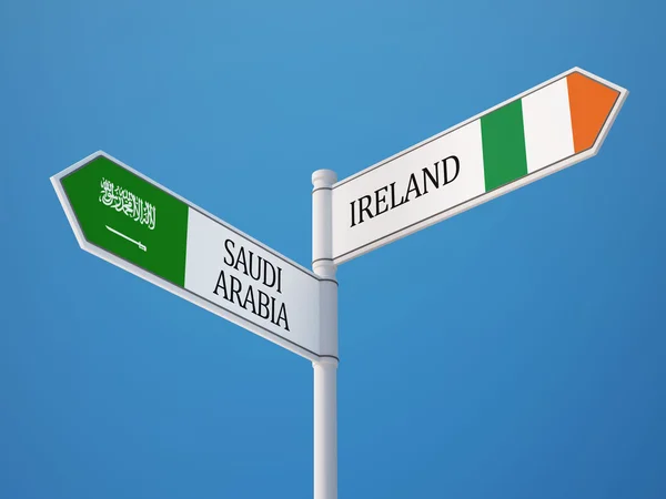 Saudiarabien Irland tecken flaggor koncept — Stockfoto