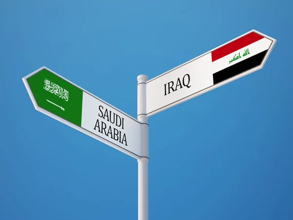 Saudi Arabia Iraq  Sign Flags Concept — Stock Photo, Image