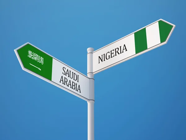 Saudiarabien Nigeria tecken flaggor koncept — Stockfoto