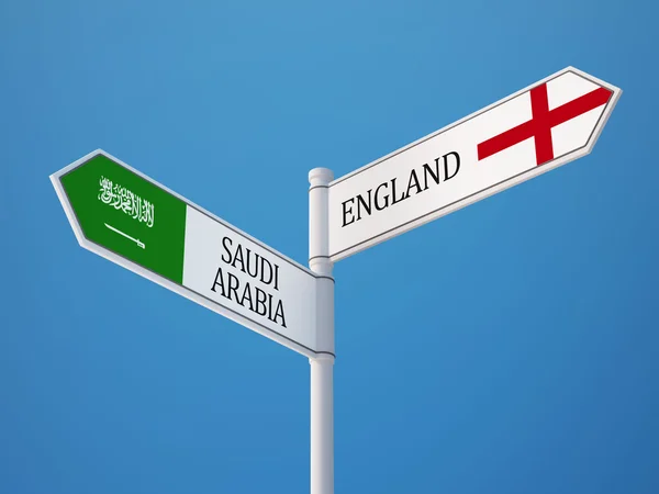 Saudiarabien England tecken flaggor koncept — Stockfoto