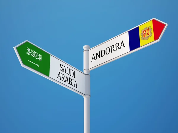 Arabia Saudita Andorra Firma el concepto de banderas —  Fotos de Stock