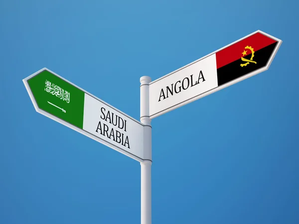 Saudiarabien Angola tecken flaggor koncept — Stockfoto