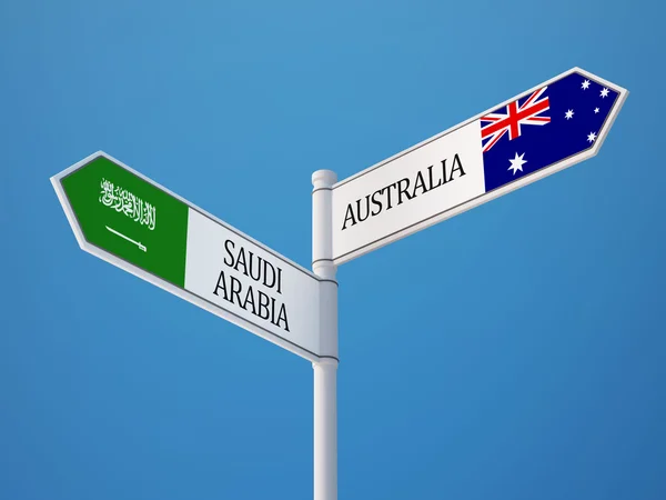 Saudiarabien Australien tecken flaggor koncept — Stockfoto