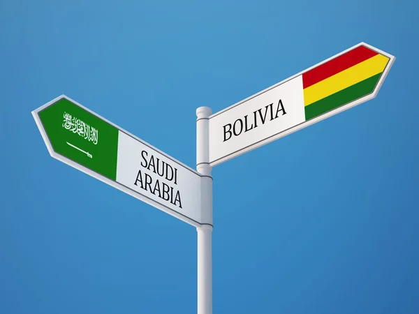 Saudi arabien bolivien unterzeichnen flaggen konzept — Stockfoto