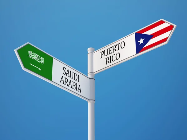 Saoedi-Arabië Puerto Rico teken vlaggen Concept — Stockfoto