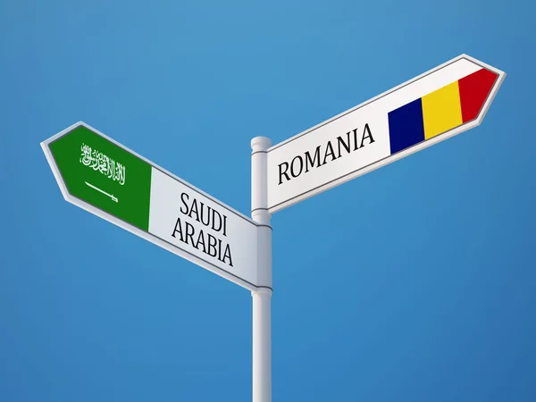 Saudi Arabia Romania  Sign Flags Concept — Stock Photo, Image