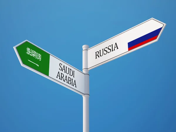 Saudi Arabia Russia  Sign Flags Concept — Stock Photo, Image