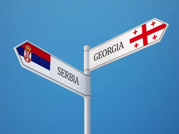 Serbia e Georgia firmano il concetto delle bandiere — Foto Stock