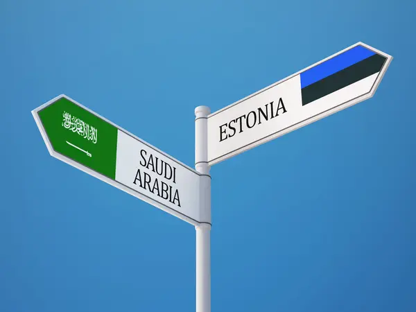 Estonia Saudi Arabia  Sign Flags Concept — Stock Photo, Image