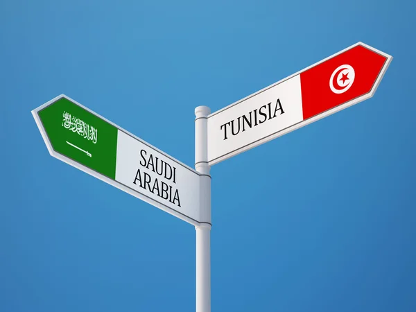 Tunísia Arábia Saudita Signo Bandeiras Conceito — Fotografia de Stock