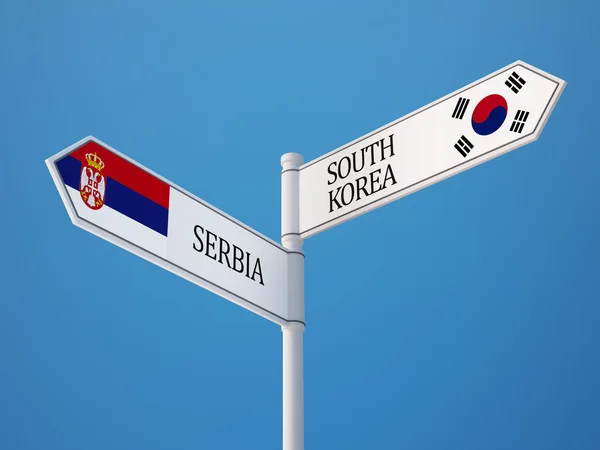 Serbia and South Korea flags Sign Concept — Stock Photo, Image