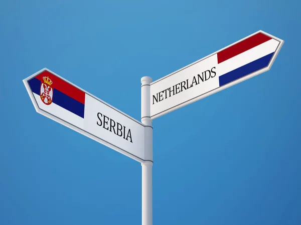 Servië en Nederland teken vlaggen Concept — Stockfoto