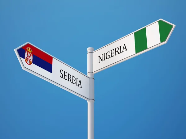 Serbia and Nigeria  Sign Flags Concept — Stock Photo, Image