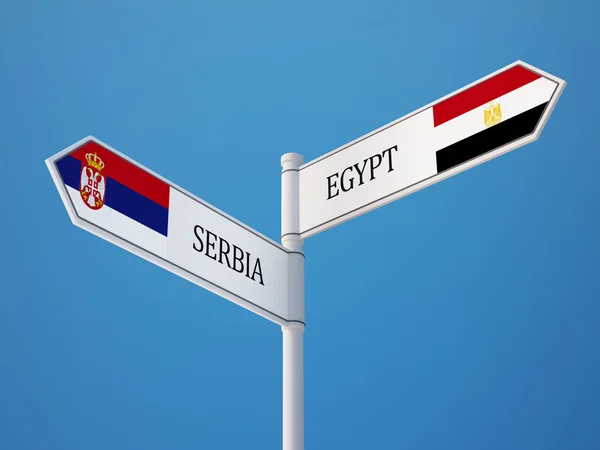 Serbien och Egypten tecken flaggor koncept — Stockfoto