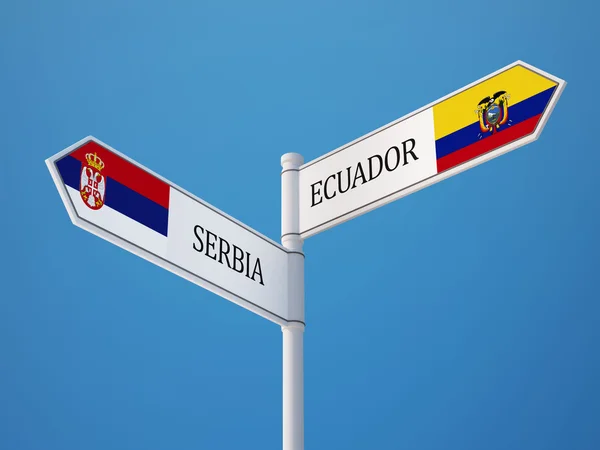 塞尔维亚和厄瓜多尔国旗标志概念 — 图库照片