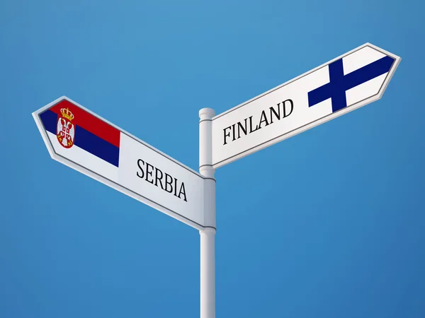 Servië en Finland teken vlaggen Concept — Stockfoto