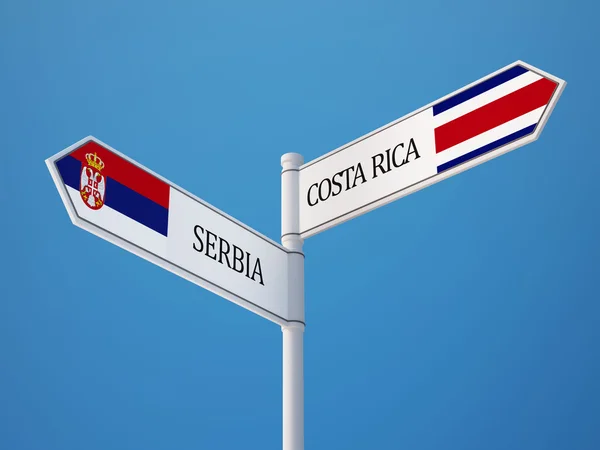 Serbien und Costa Rica unterzeichnen Flaggenkonzept — Stockfoto