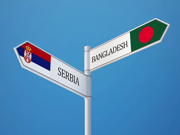 Serbia and  Bangladesh  Sign Flags Concept — Stock Photo, Image