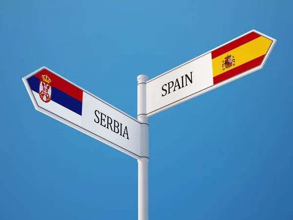 Serbia and Spain  Sign Flags Concept — Stock Photo, Image