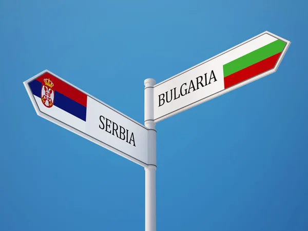 Servië en Bulgarije teken vlaggen Concept — Stockfoto