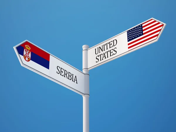 Serbia and  United States  Sign Flags Concept — Stock Photo, Image