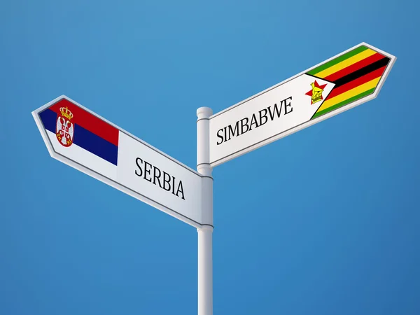Servië en Zimbabwe teken vlaggen Concept — Stockfoto
