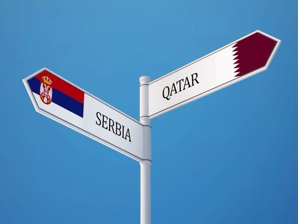 Srbsko a Katar znamení příznaky koncepce — Stock fotografie