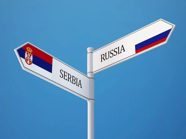 Serbia y Rusia firman el concepto de banderas —  Fotos de Stock