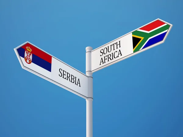 Servië Zuid-Afrika teken vlaggen Concept — Stockfoto