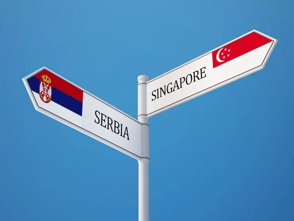Singapur a Srbsko znamení příznaky koncepce — Stock fotografie