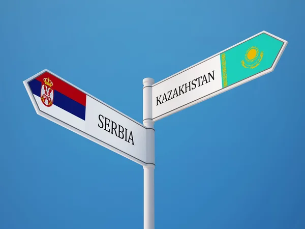 Kazachstan en Servië teken vlaggen Concept — Stockfoto